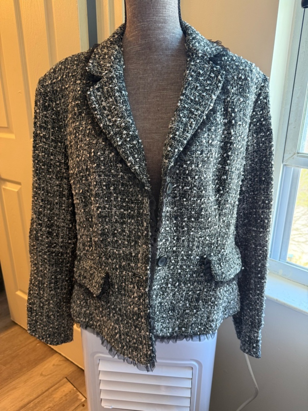 Style & Co. Black and White Tweed Blazer